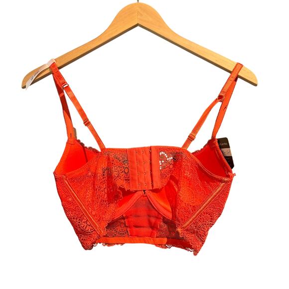 Daisy Fuentes 34B Coral Lace Bra New With Tags Pretty Lingerie Push Up - Picture 2 of 6